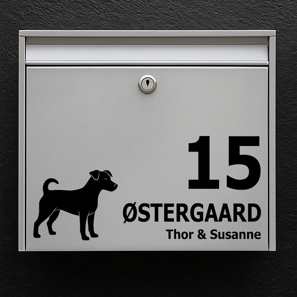 Mailbox sticker with Danish-Swedish Farmdog