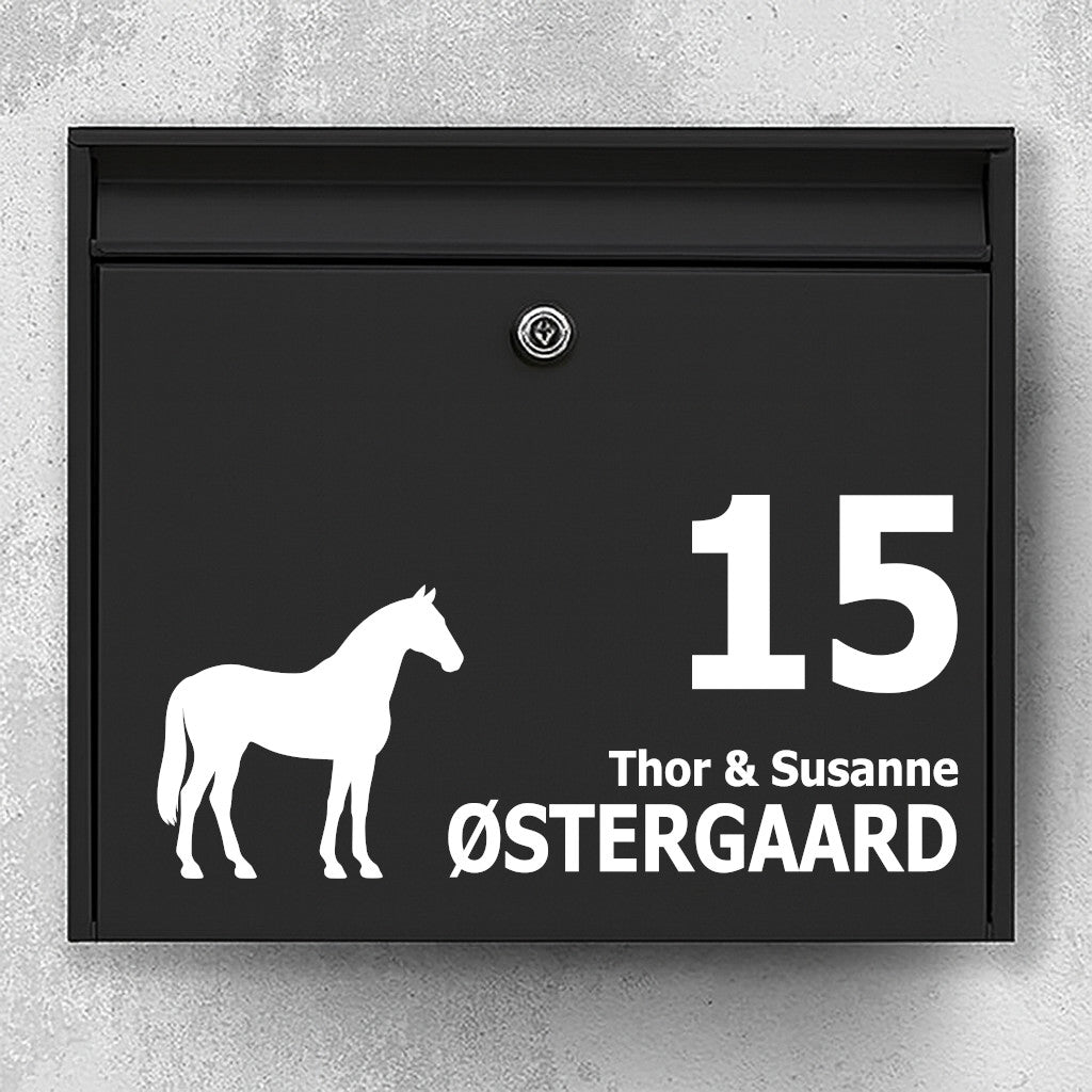 Mailbox sticker with Holsteiner horse in silhouette - personalized name/house number label - weatherproof vinyl