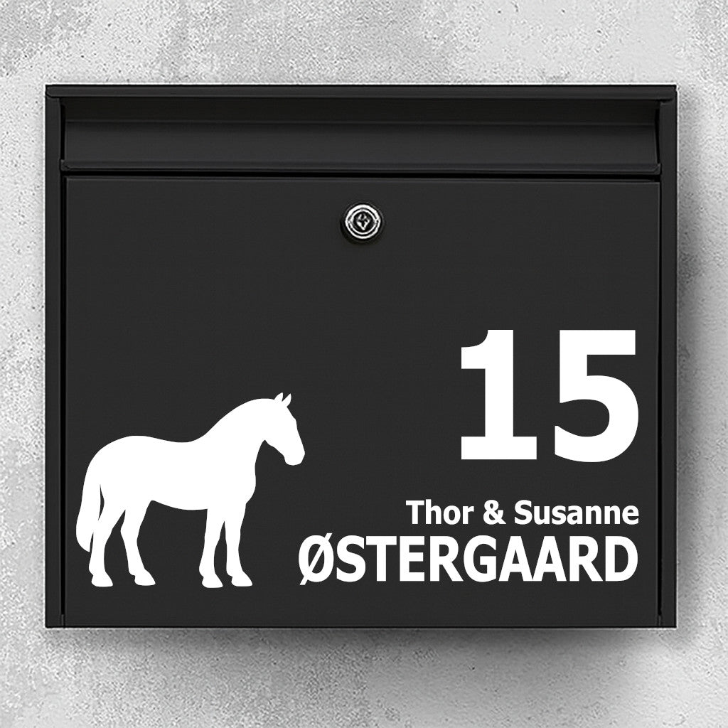 Mailbox sticker with Oldenborg horse - personalized label for name and house number - self-adhesive, weatherproof vinyl