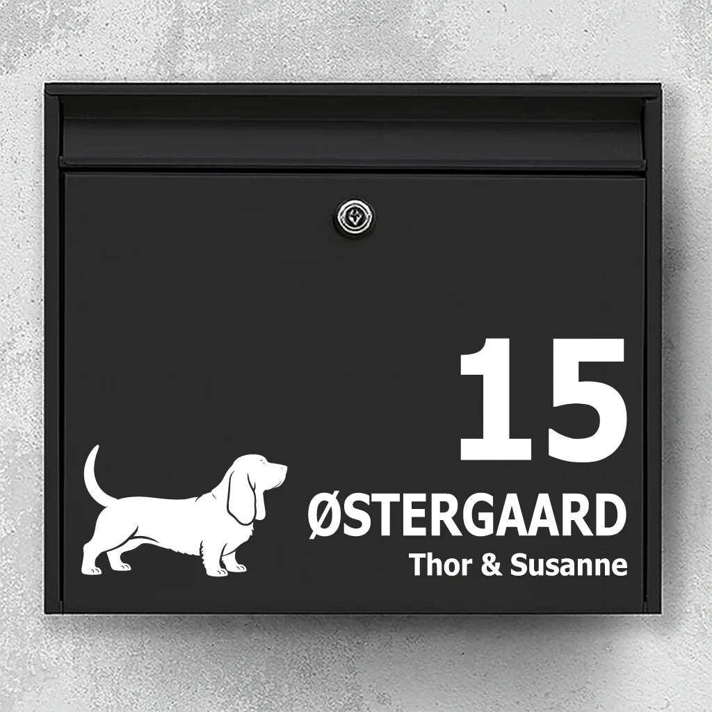 Brievenbussticker met Basset Hound 