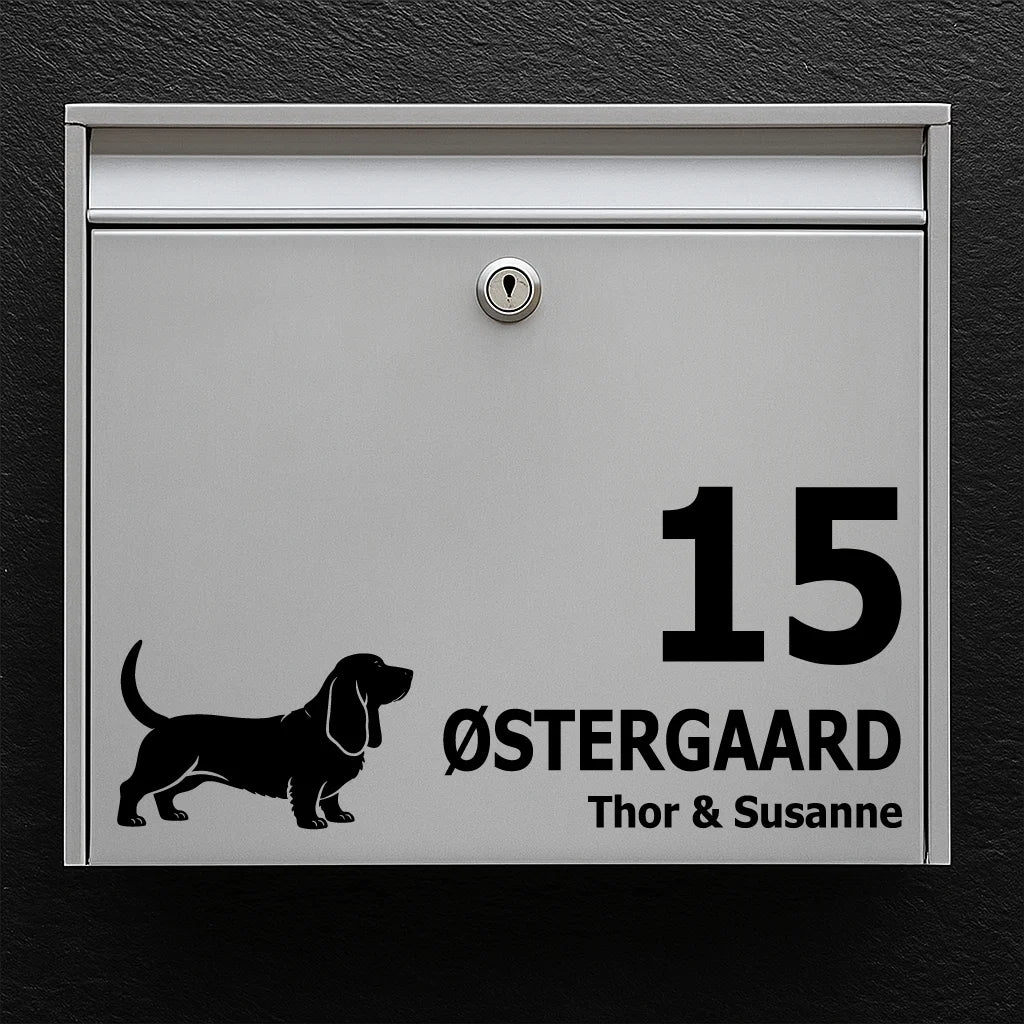 Brievenbussticker met Basset Hound 