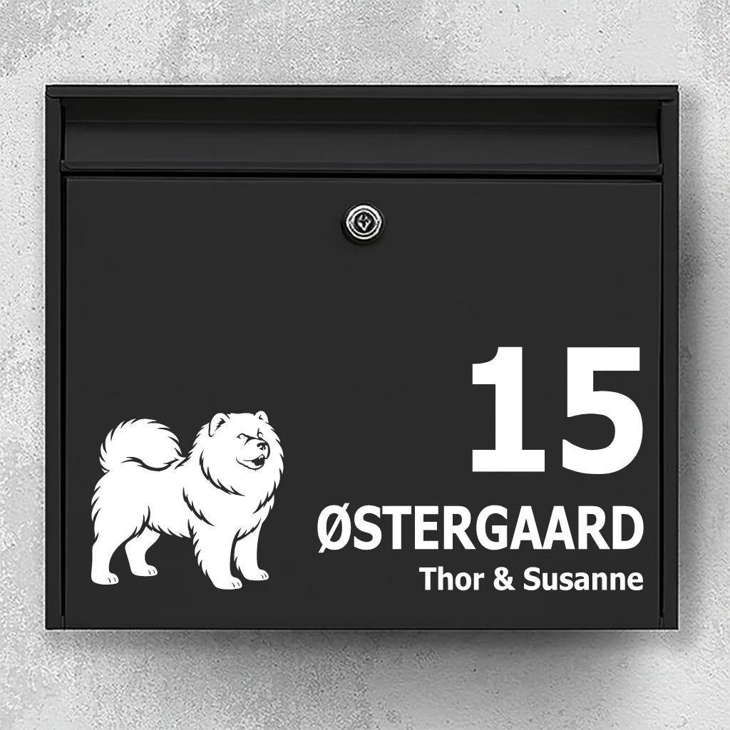 Brievenbussticker met chow-chow