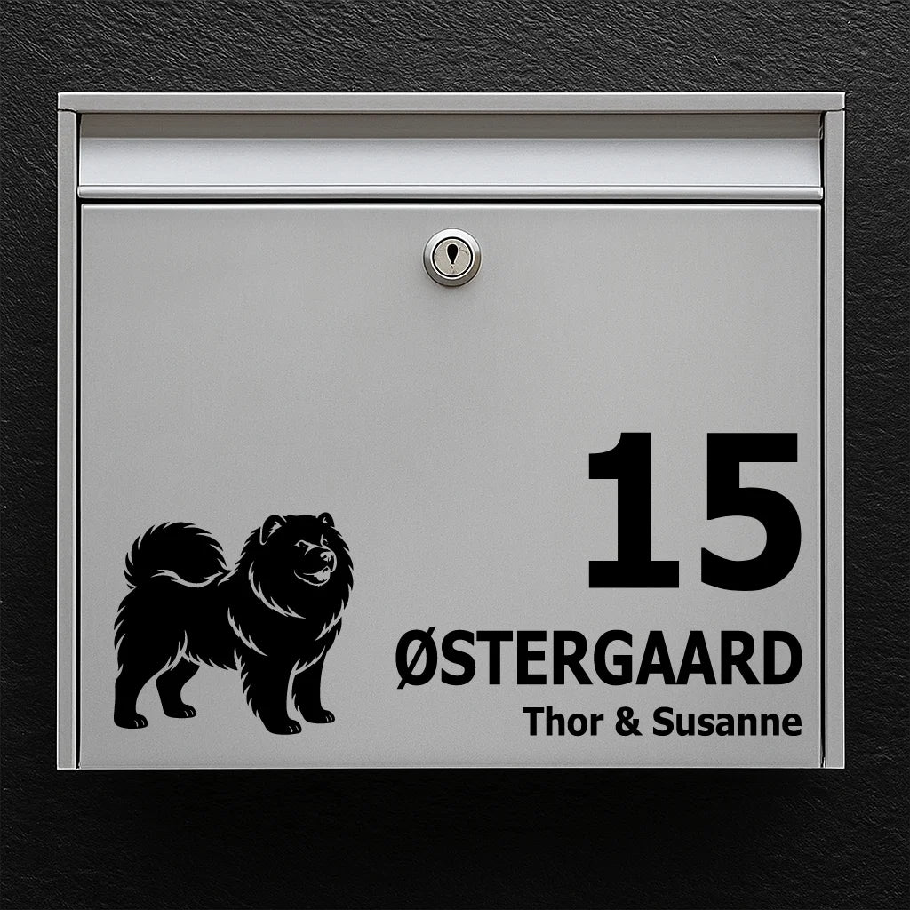 Brievenbussticker met chow-chow