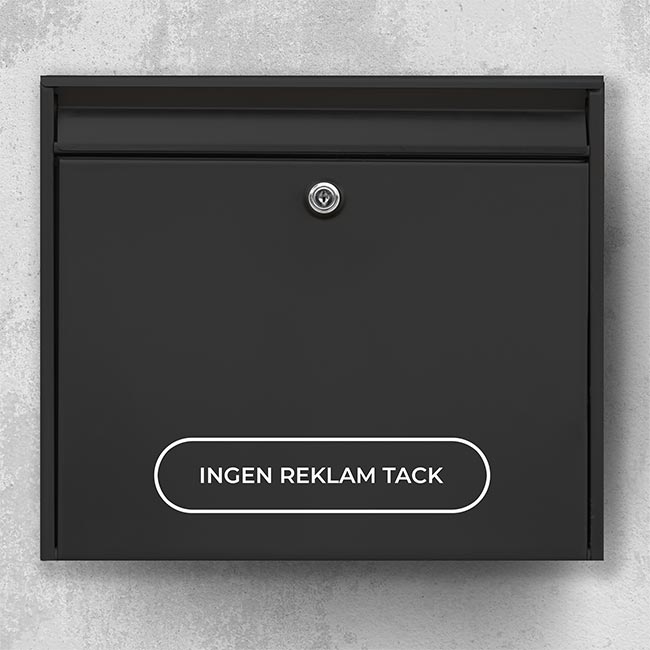 Discreet mailbox label without advertising – black outline with the text “No advertising, please”, robust outdoor sticker