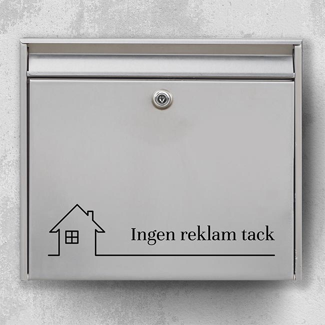 Nameplate for mailbox without advertising - discreet design with house symbol and the text "No advertising, please" - robust outdoor label