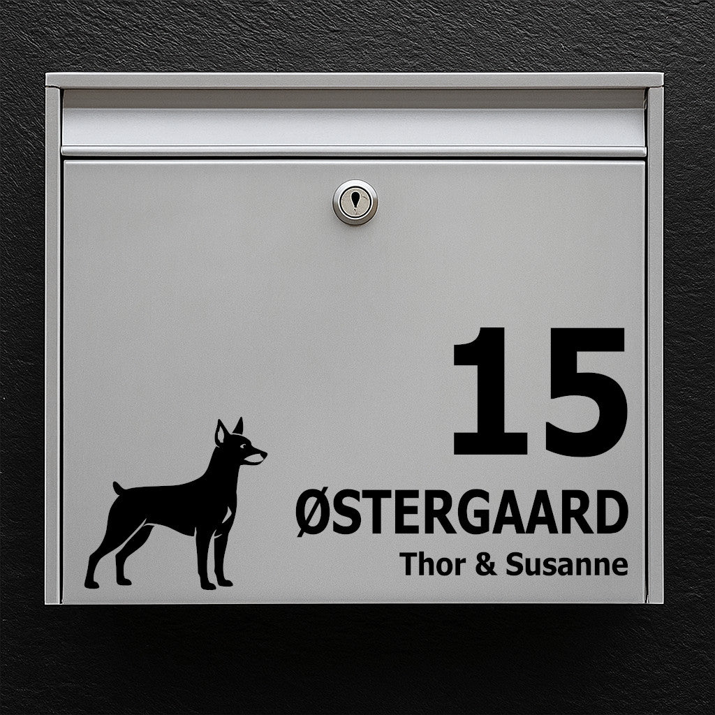 Brievenbussticker met  Dwergpinscher 