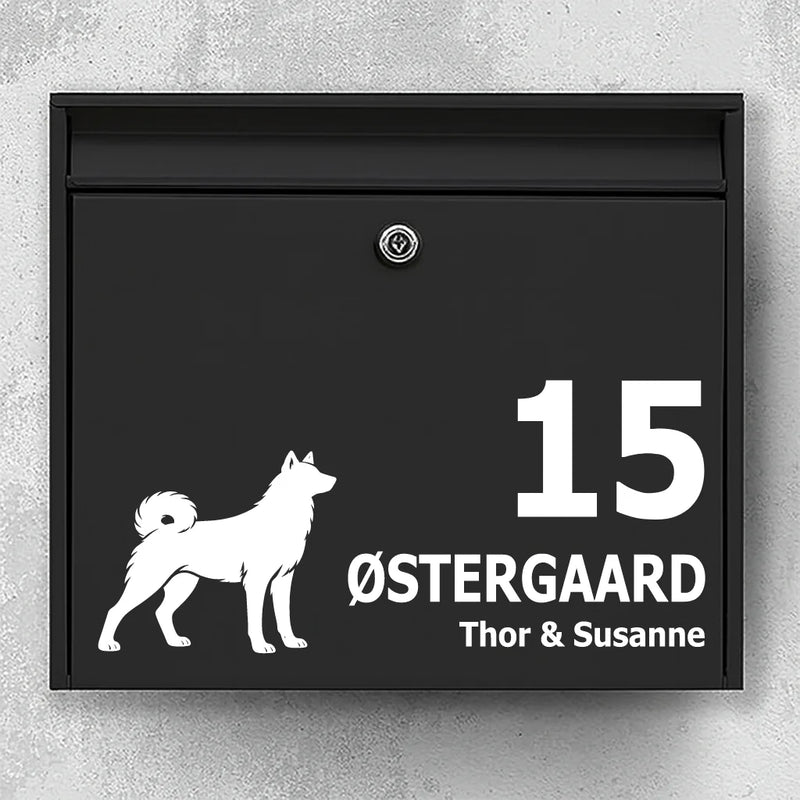 Brievenbussticker met Jämthund (Zweedse Elkhound)