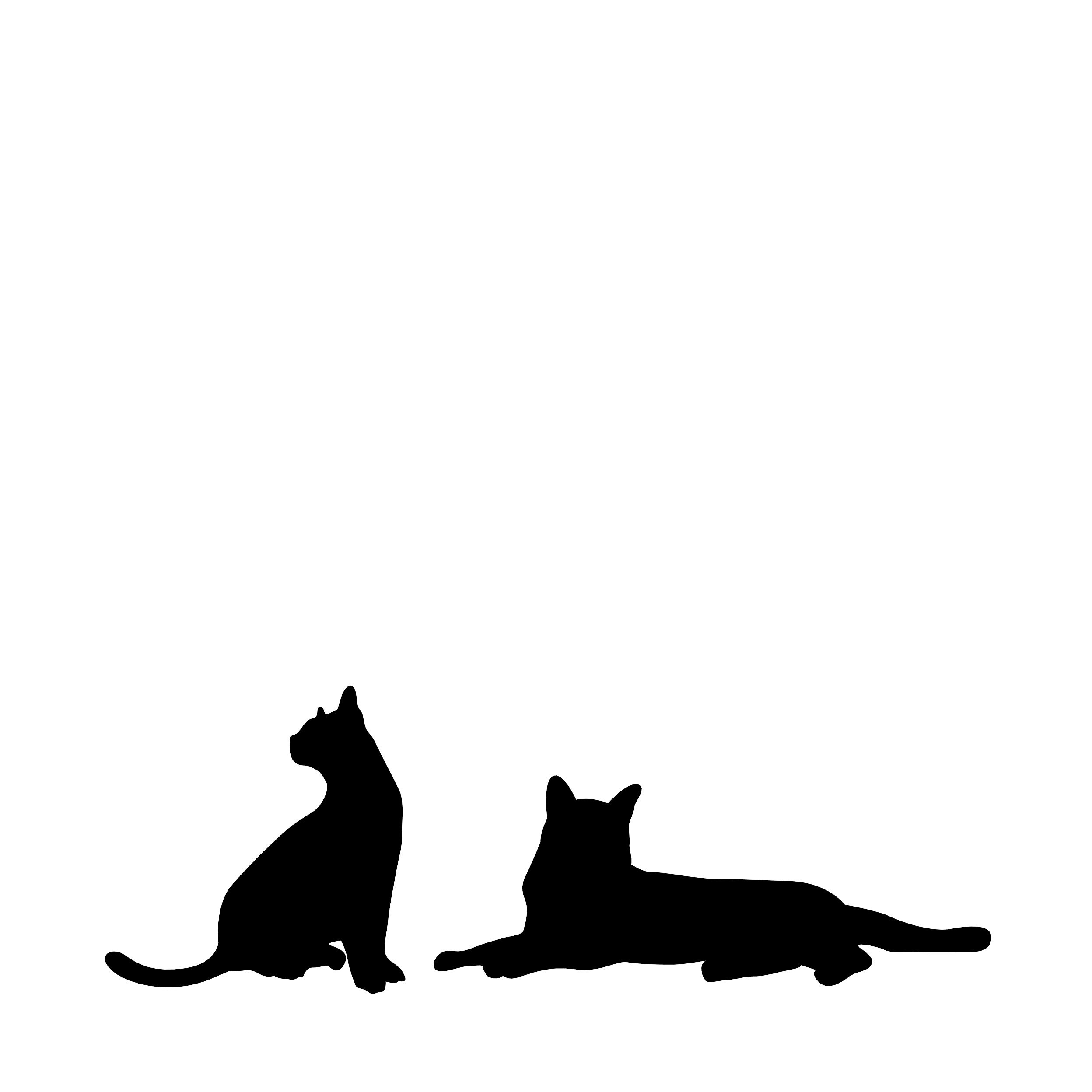 Kat – Enkelen Motief Sticker (Twee Katten)