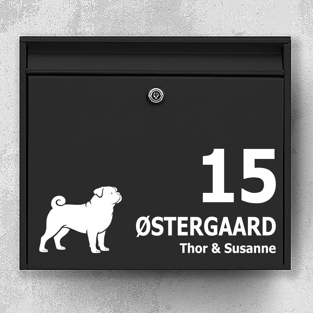 Brievenbussticker met Mops (Pug)