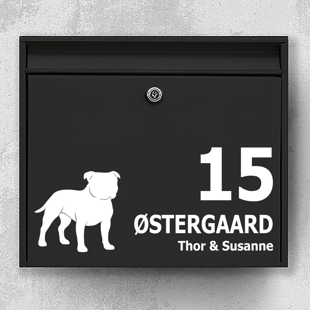 Brievenbussticker met Staffordshire Bull Terrier 