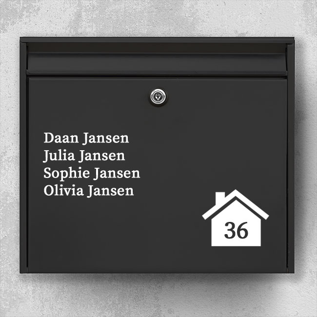 Nee nee stickers - Brievenbussticker D02: Klein huisje met huisnummer